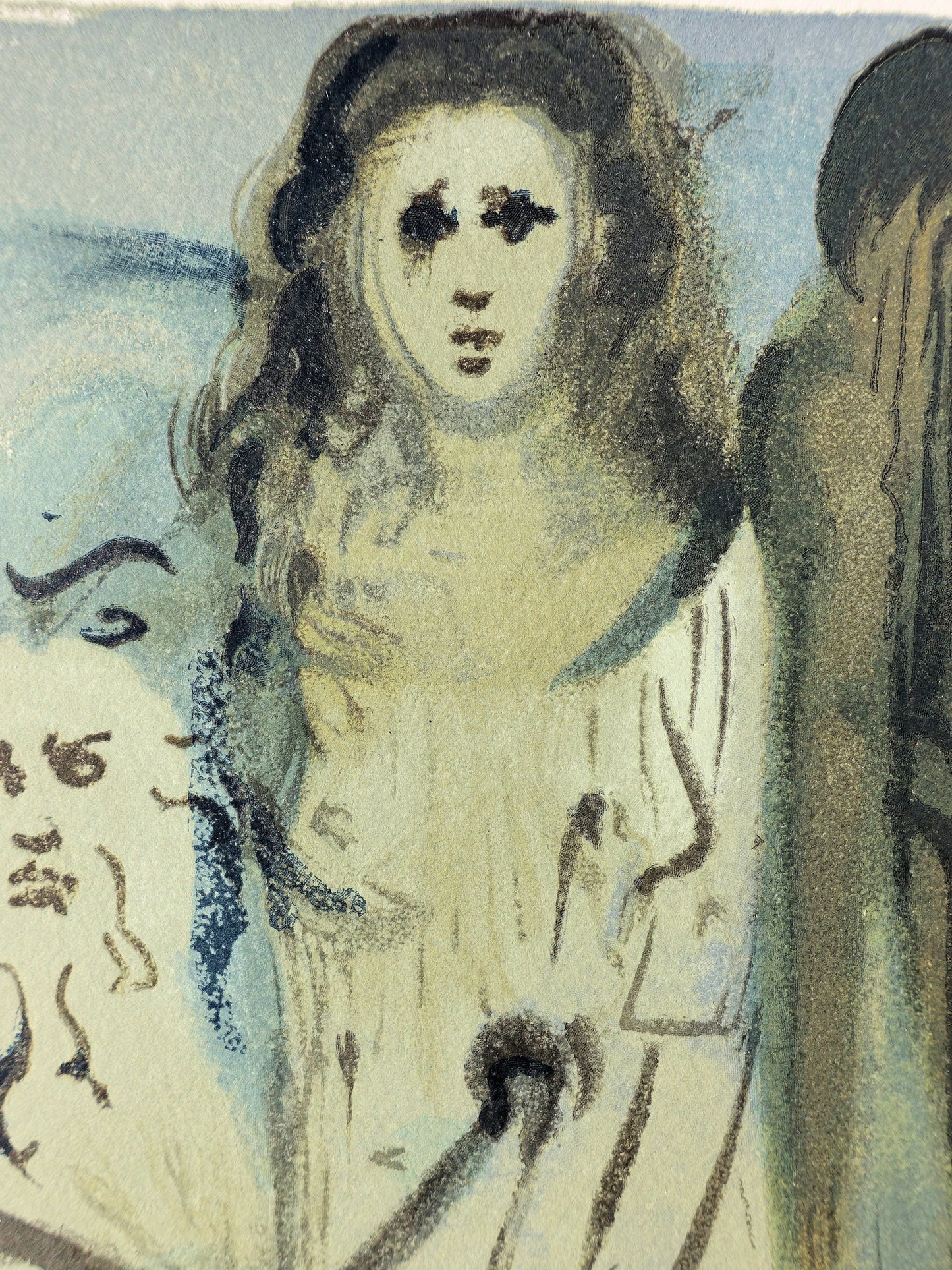 Salvador DALI : Dans la fumée des coléreux - Bois gravé original