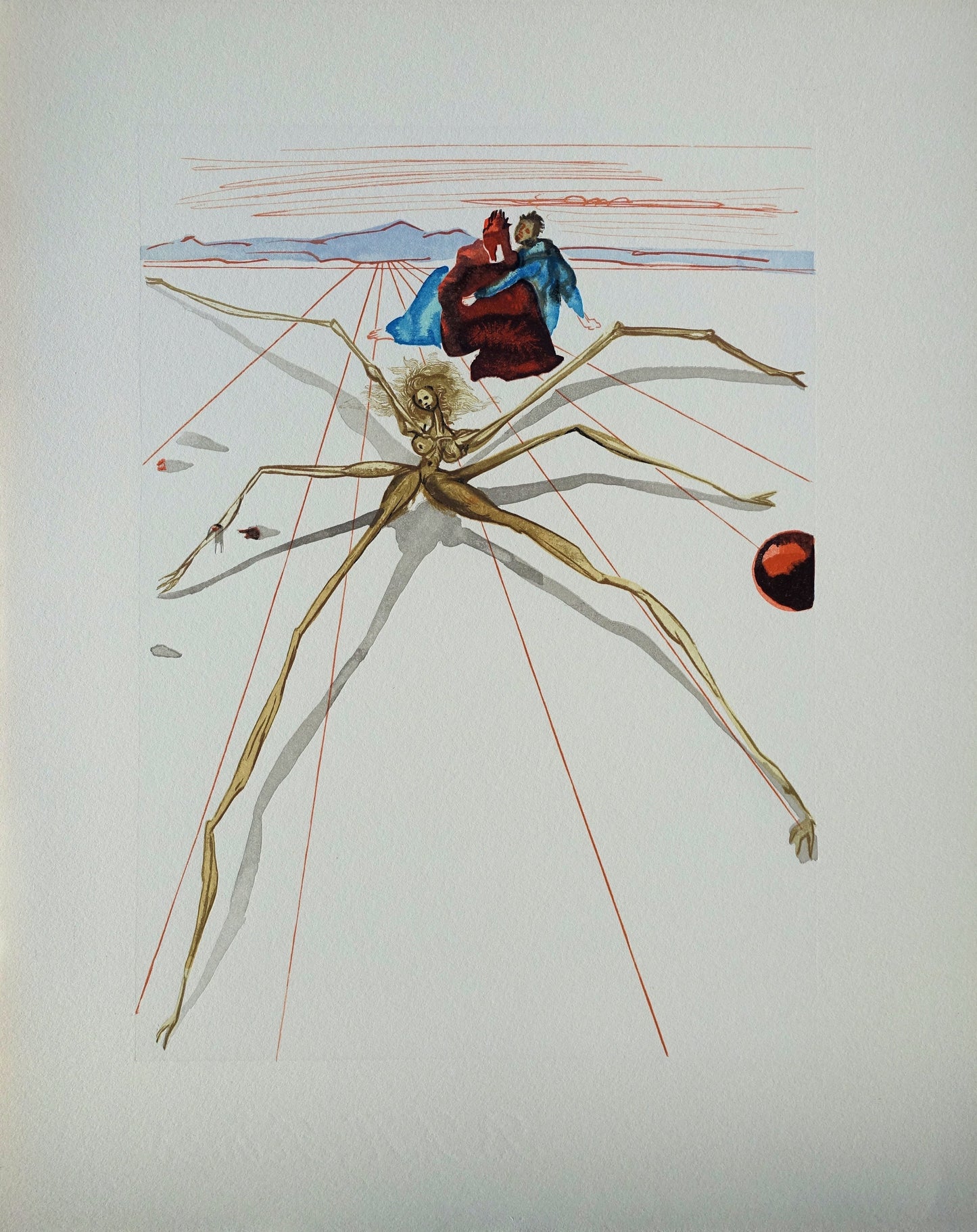 Salvador DALI : Arachné - Bois gravé original