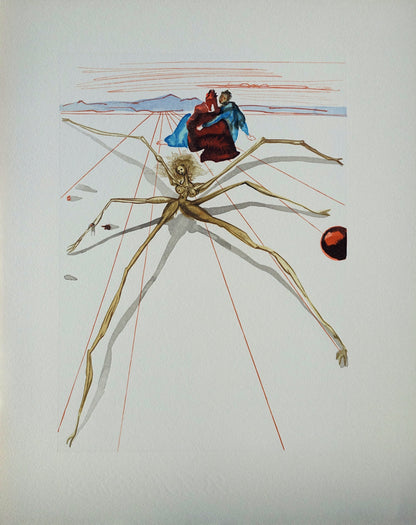 Salvador DALI : Arachné - Bois gravé original