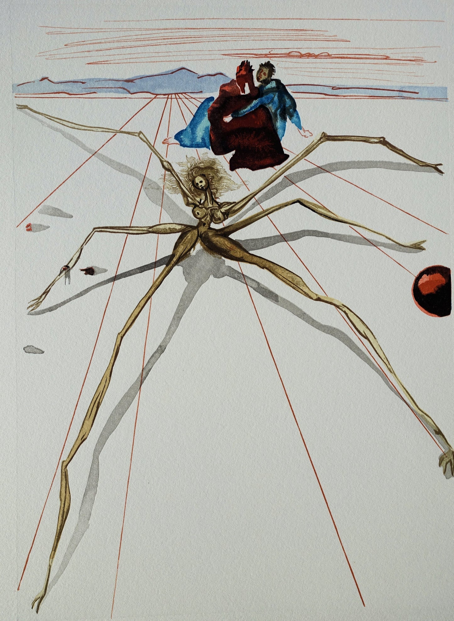 Salvador DALI : Arachné - Bois gravé original