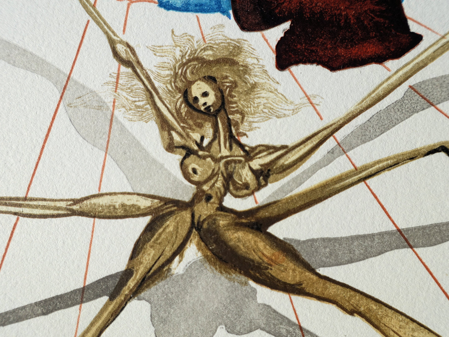 Salvador DALI : Arachné - Bois gravé original