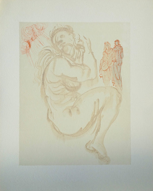 Salvador DALI : Le songe de Dante - Bois gravé original
