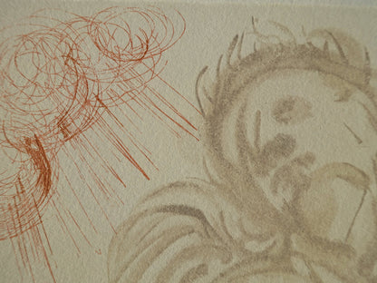 Salvador DALI : Le songe de Dante - Bois gravé original