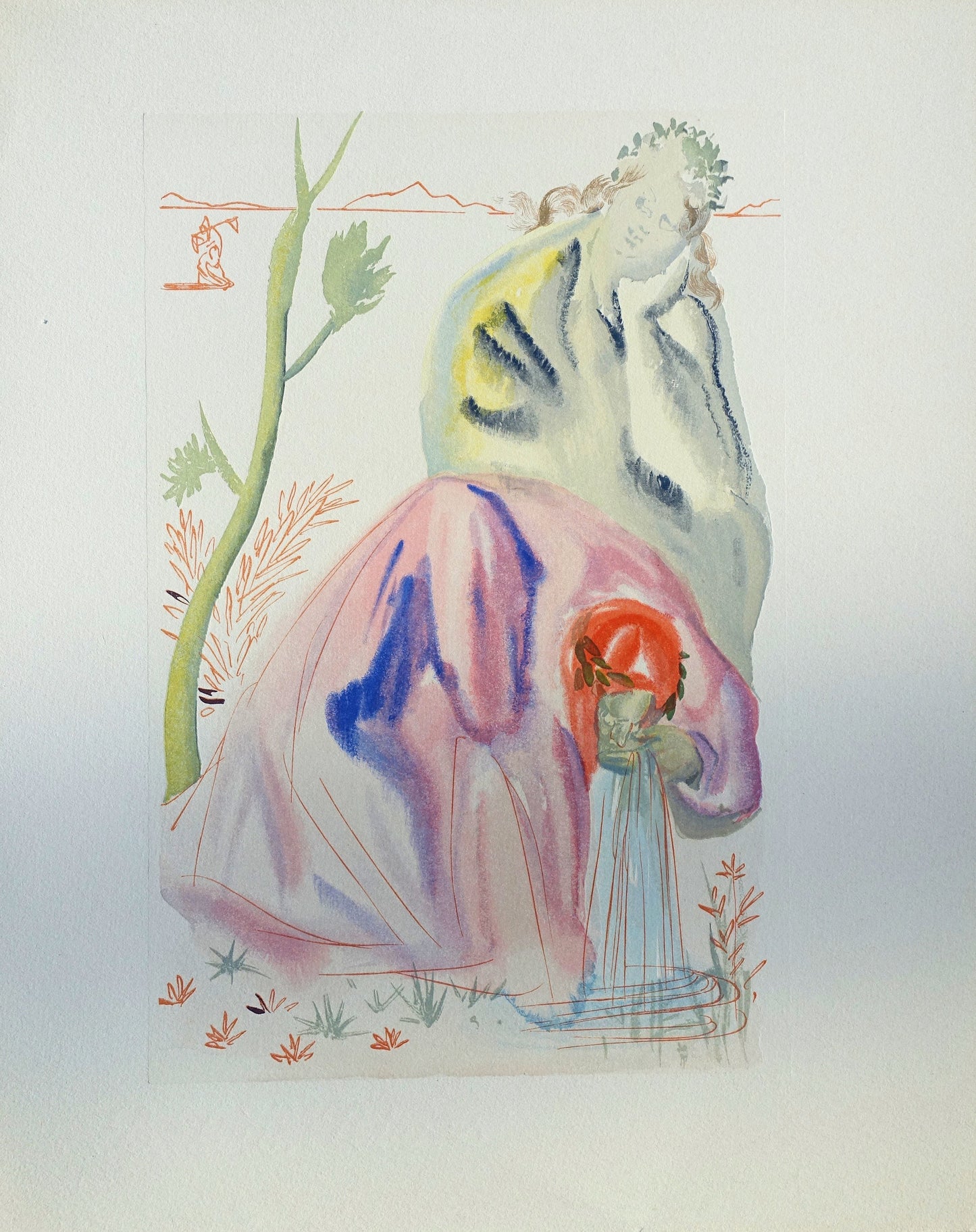Salvador DALI : La source - Bois gravé original