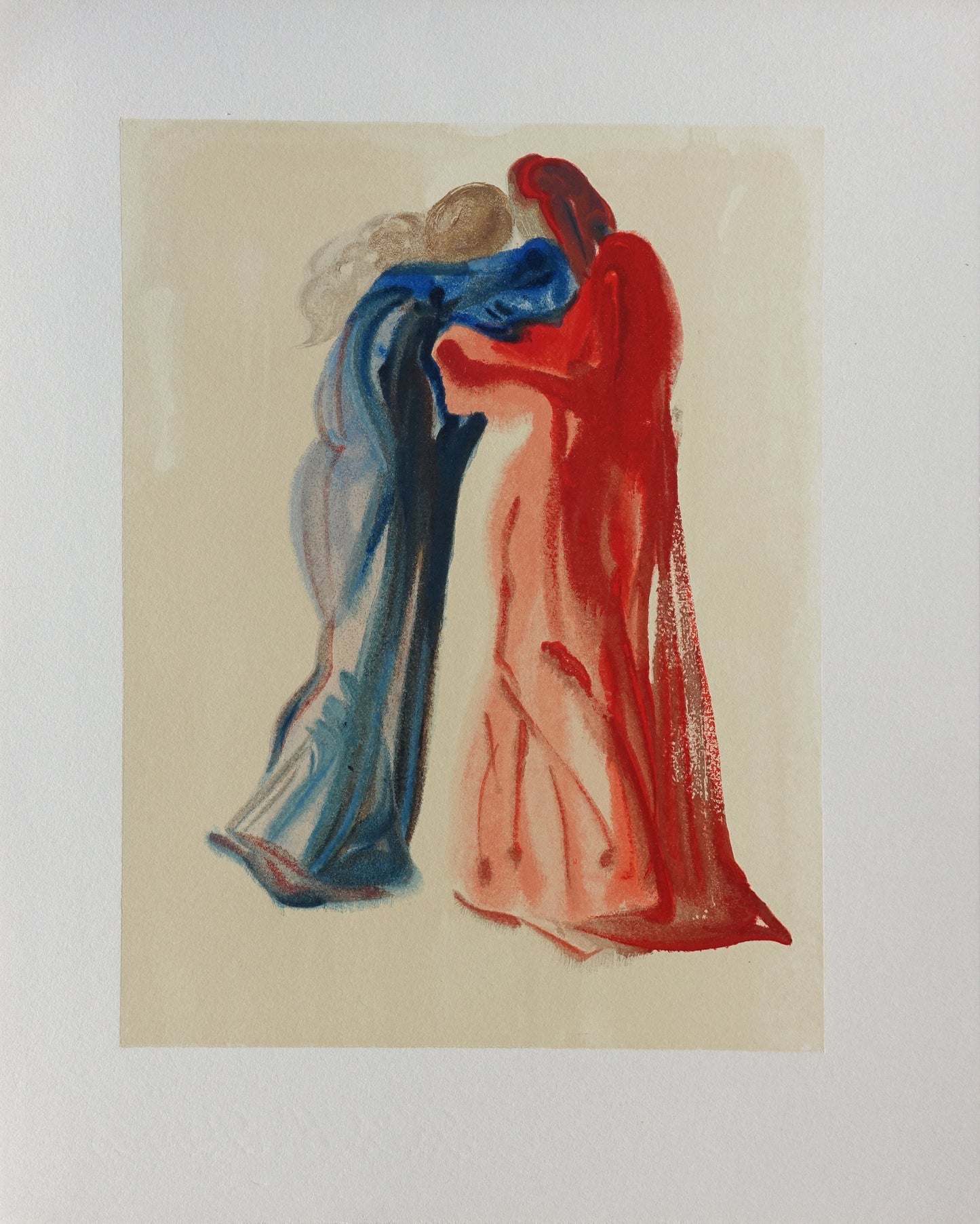 Salvador DALI : Dante et Béatrice - Bois gravé original