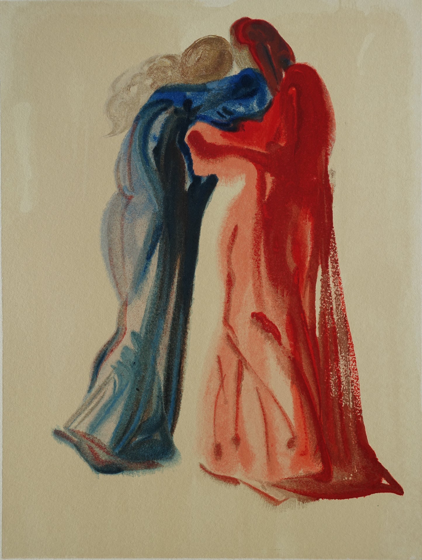 Salvador DALI : Dante et Béatrice - Bois gravé original