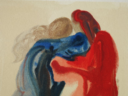 Salvador DALI : Dante et Béatrice - Bois gravé original