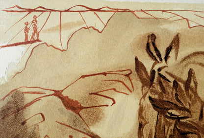 Salvador DALI : Le repentir de Dante - Bois gravé original