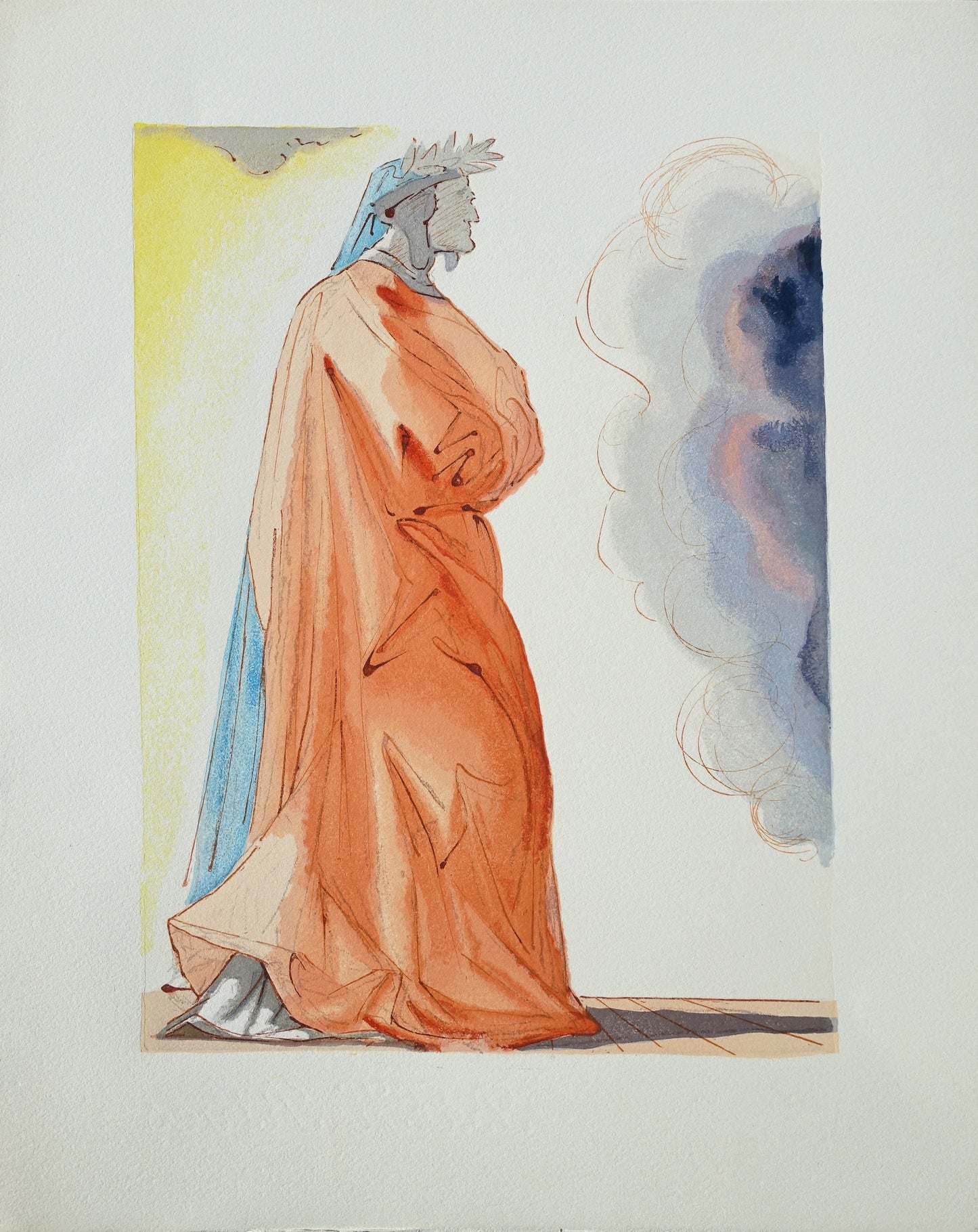 Salvador DALI : Dante à l'entrée du paradis - Bois gravé original