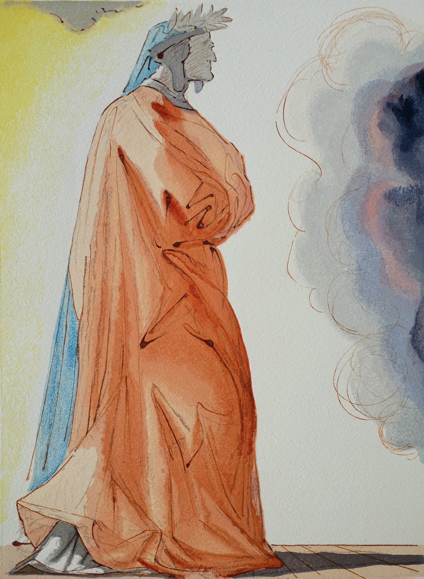 Salvador DALI : Dante à l'entrée du paradis - Bois gravé original