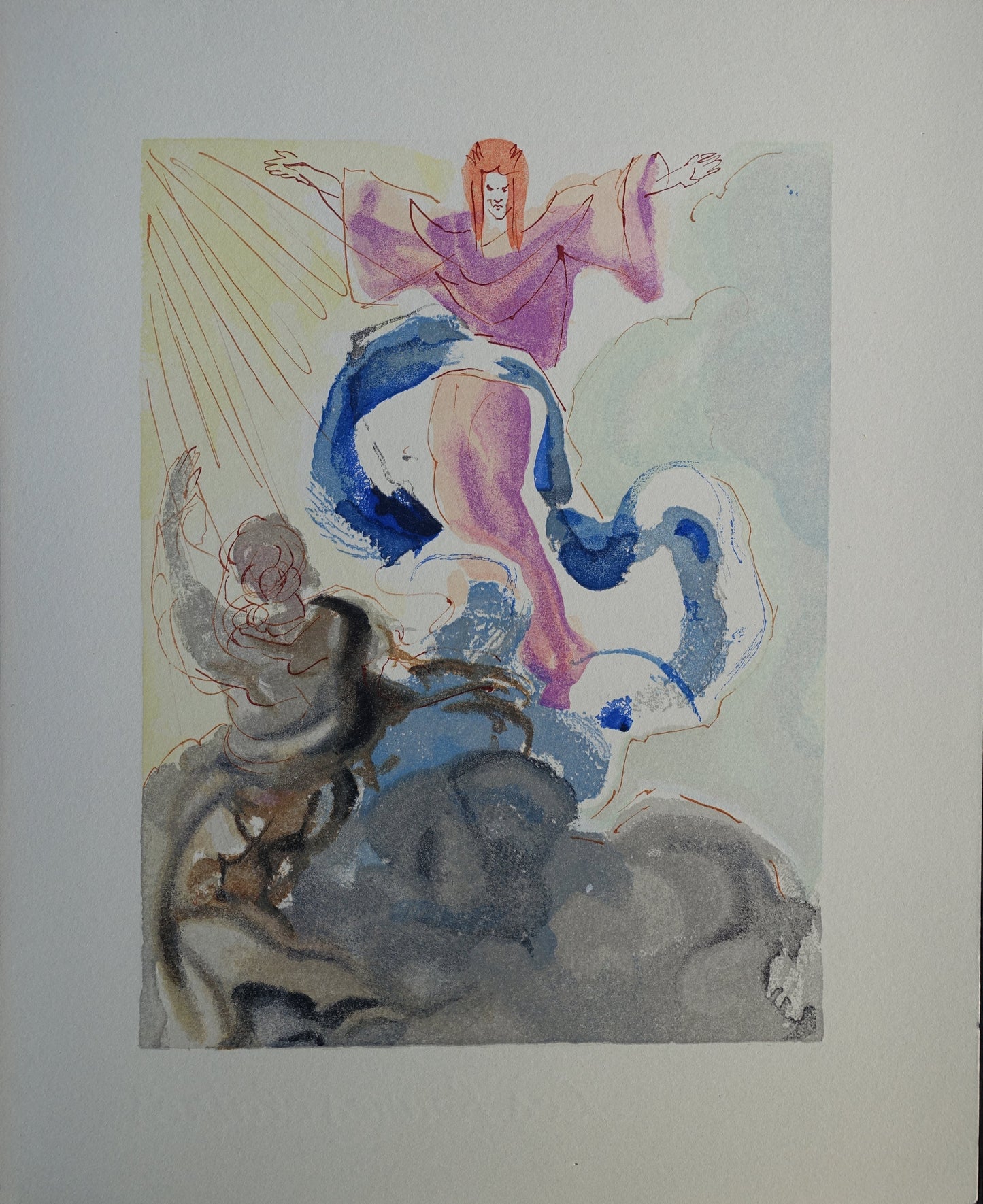 Salvador DALI : Le premier ciel - Bois gravé original