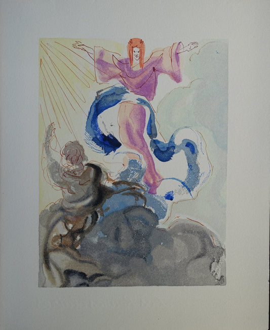 Salvador DALI : Le premier ciel - Bois gravé original