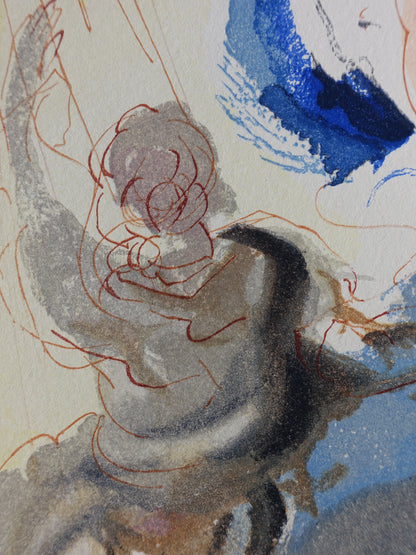 Salvador DALI : Le premier ciel - Bois gravé original