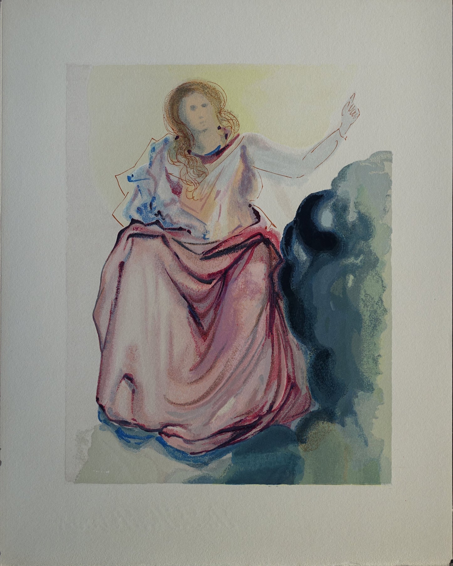 Salvador DALI : Béatrice - Bois gravé original