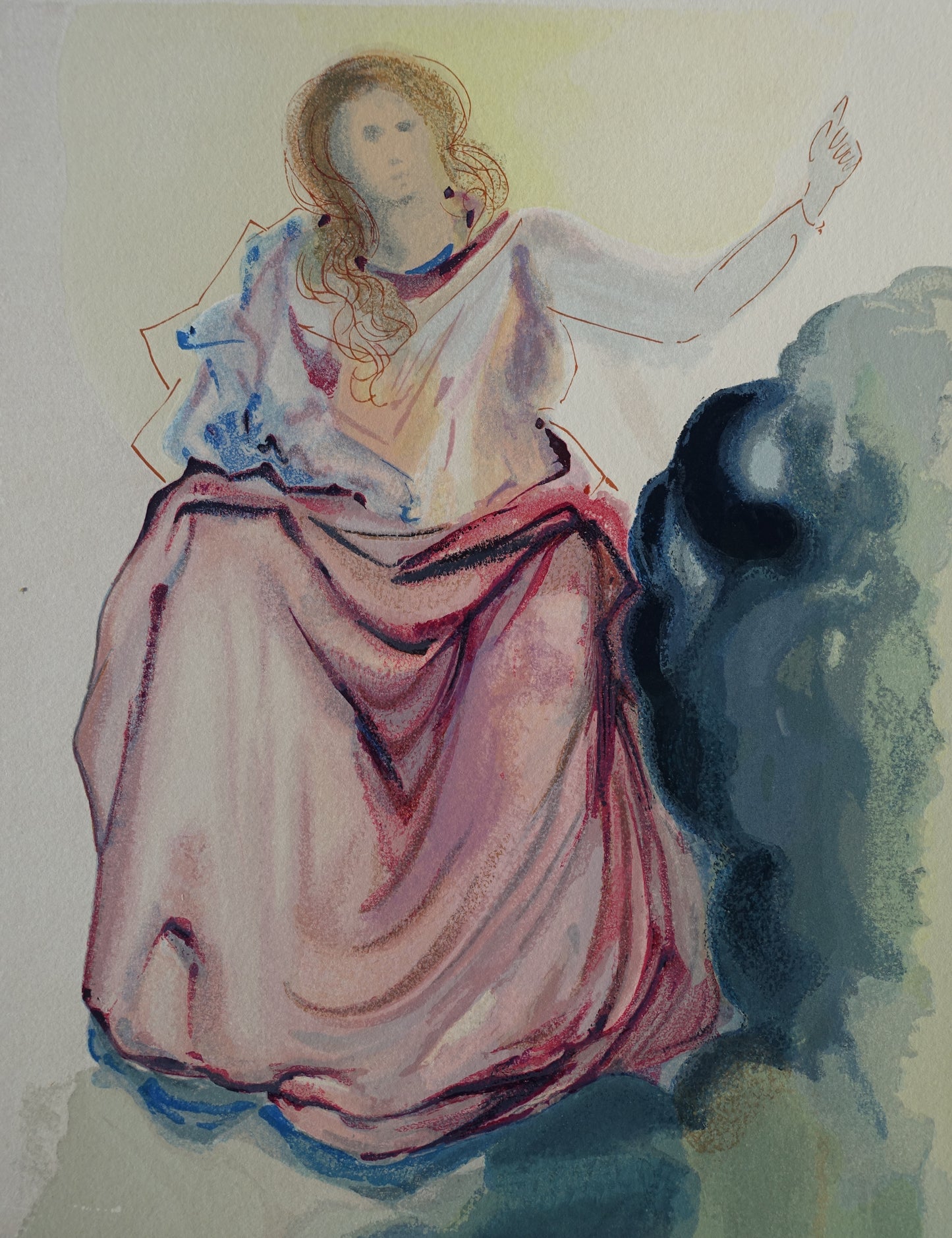 Salvador DALI : Béatrice - Bois gravé original