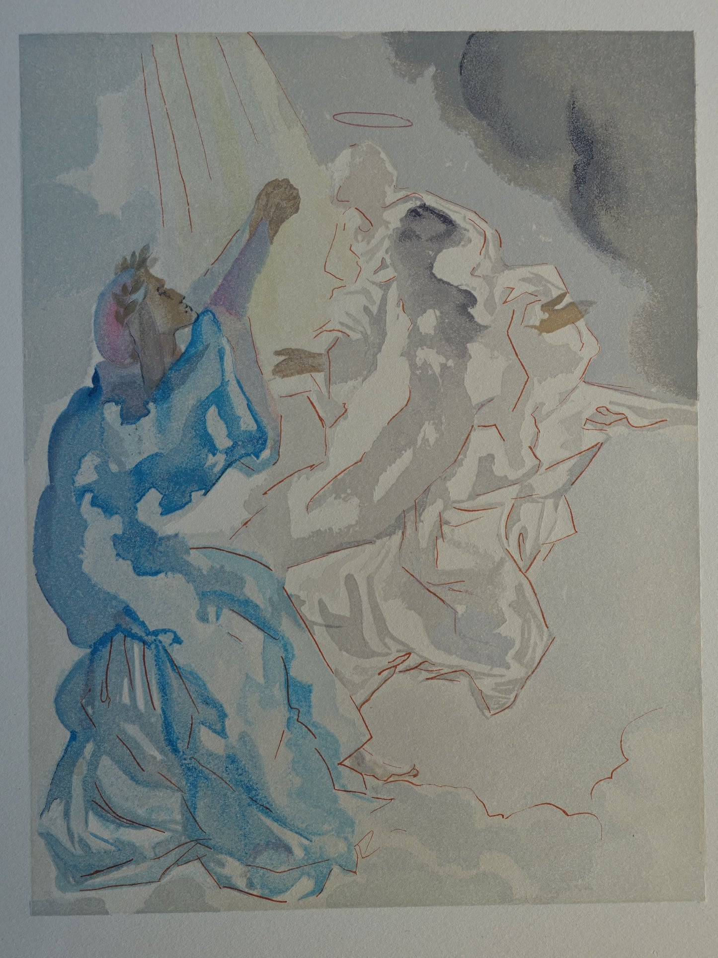 Salvador DALI : Dans le ciel de Mercure - Bois gravé original