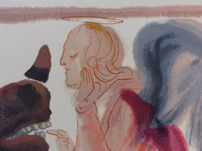 Salvador DALI : Ange et rhinocéros - Bois gravé original