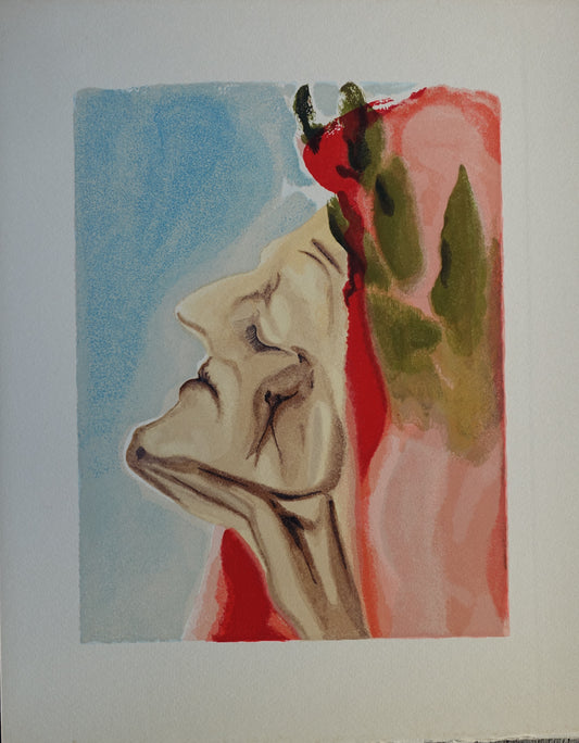 Salvador DALI : Le doute de Dante - Bois gravé original