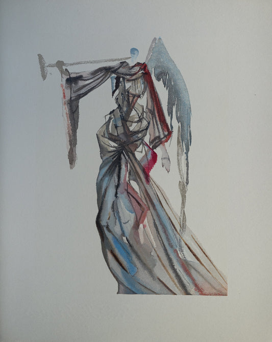Salvador DALI : L'ange du soleil - Bois gravé original