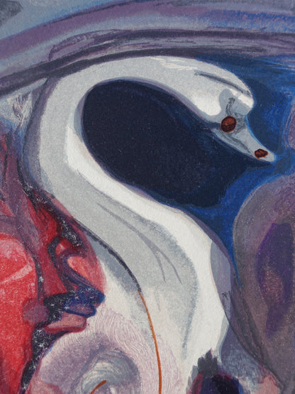 Salvador DALI : Le langage de l'oiseau - Bois gravé original