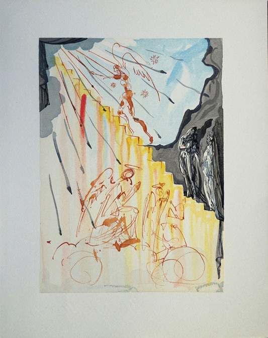 Salvador DALI : L'échelle mystique - Bois gravé original