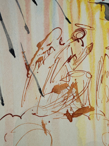 Salvador DALI : L'échelle mystique - Bois gravé original