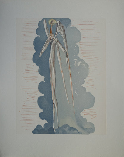 Salvador DALI : L'ange du septième ciel - Bois gravé original