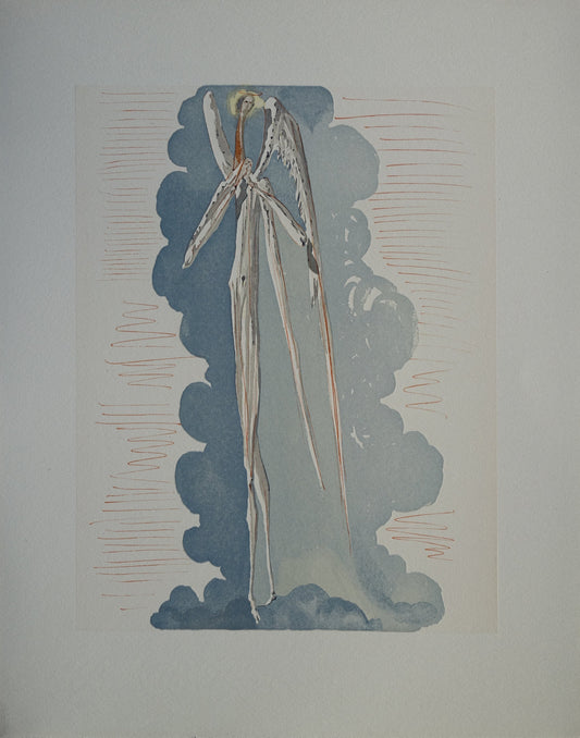 Salvador DALI : L'ange du septième ciel - Bois gravé original