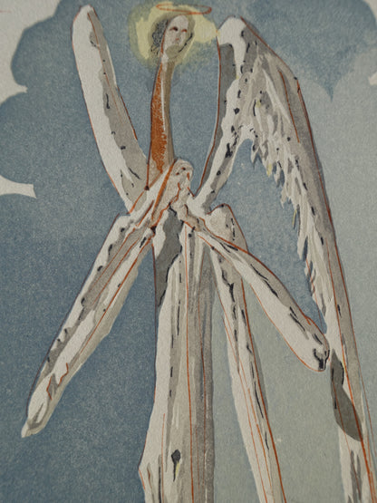 Salvador DALI : L'ange du septième ciel - Bois gravé original