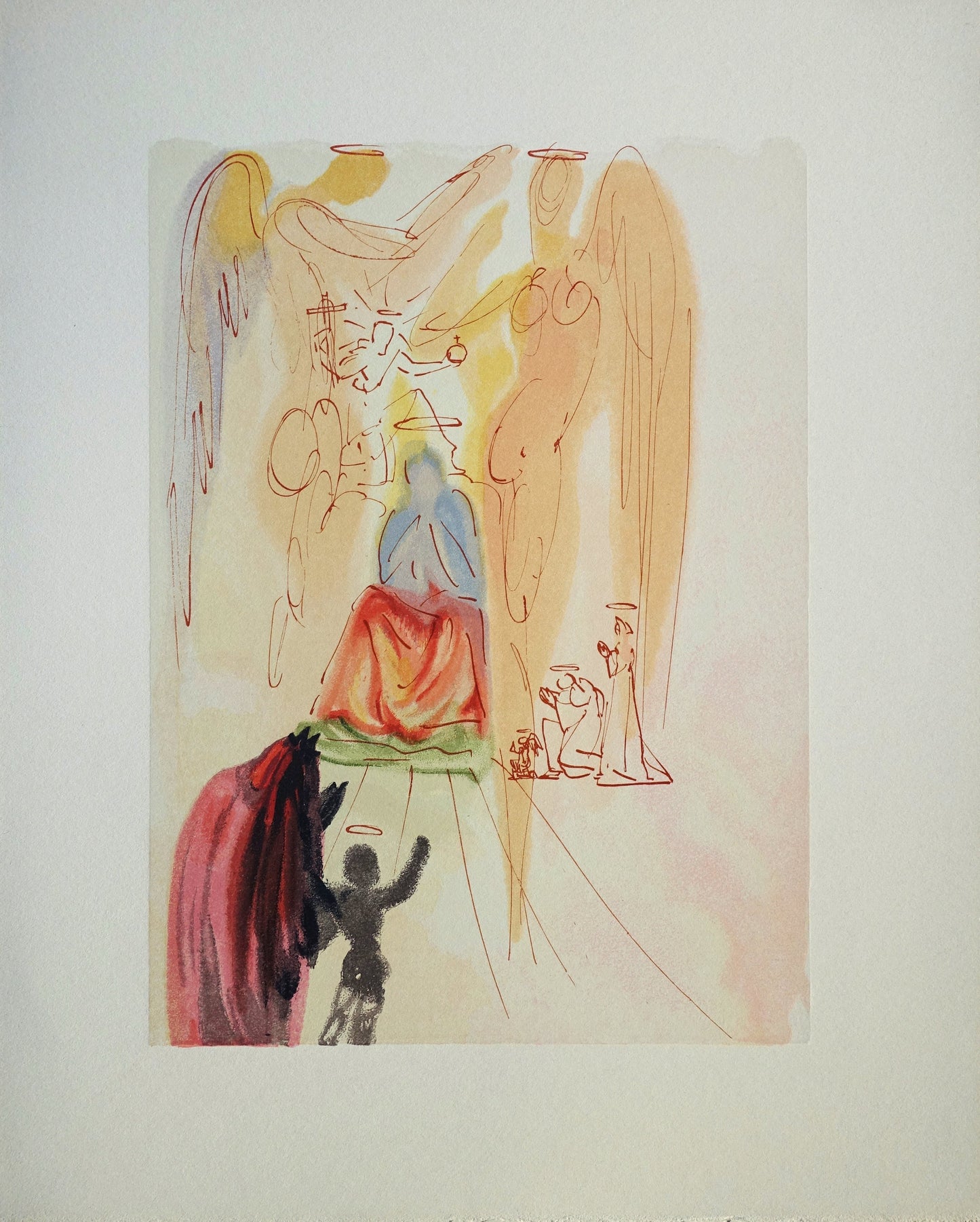Salvador DALI : Le triomphe du Christ et de la Vierge - Bois gravé original
