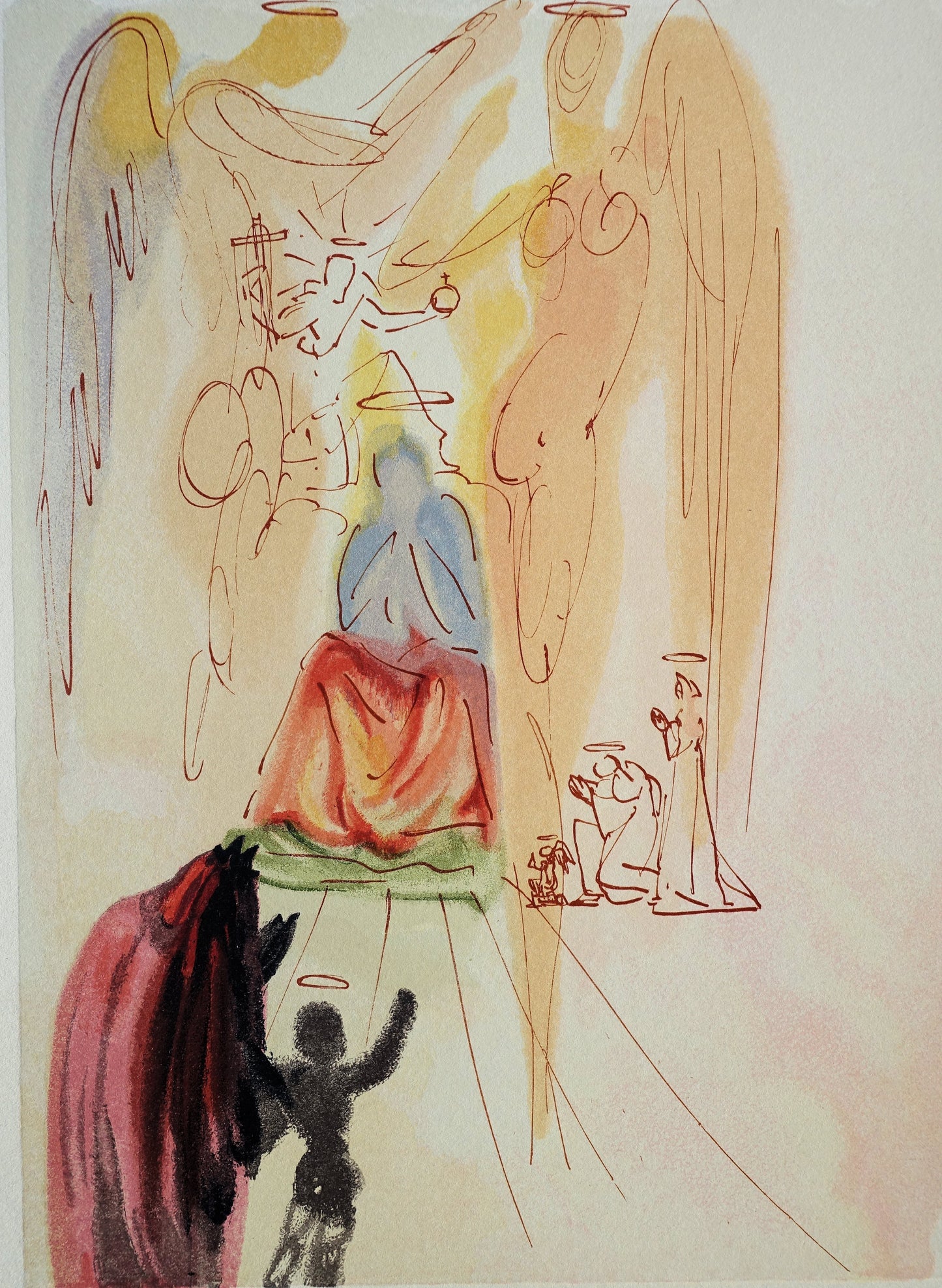 Salvador DALI : Le triomphe du Christ et de la Vierge - Bois gravé original