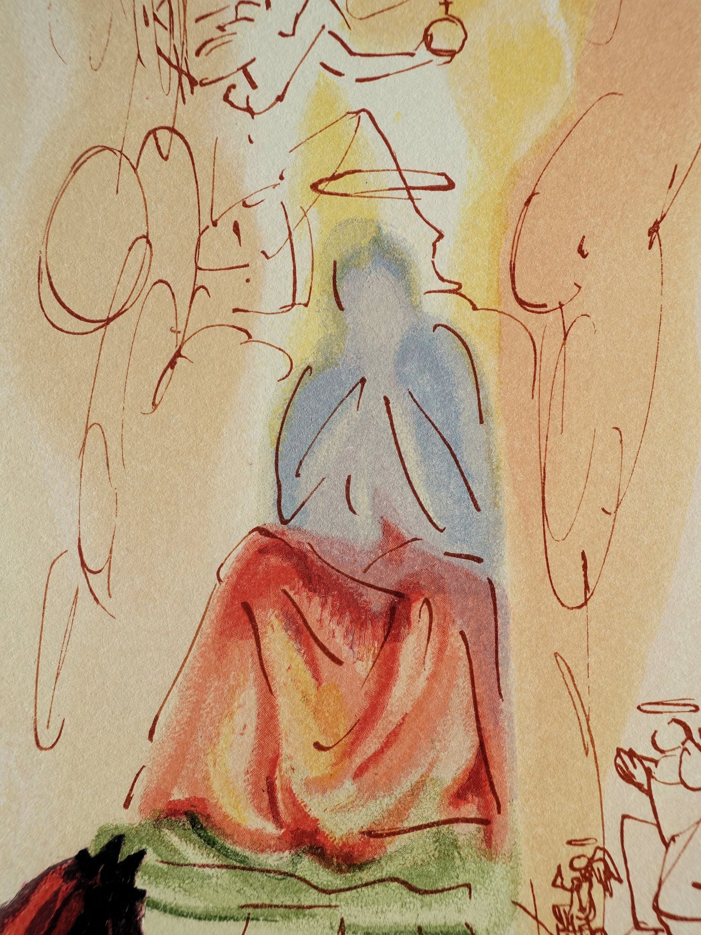 Salvador DALI : Le triomphe du Christ et de la Vierge - Bois gravé original