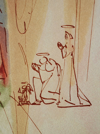 Salvador DALI : Le triomphe du Christ et de la Vierge - Bois gravé original