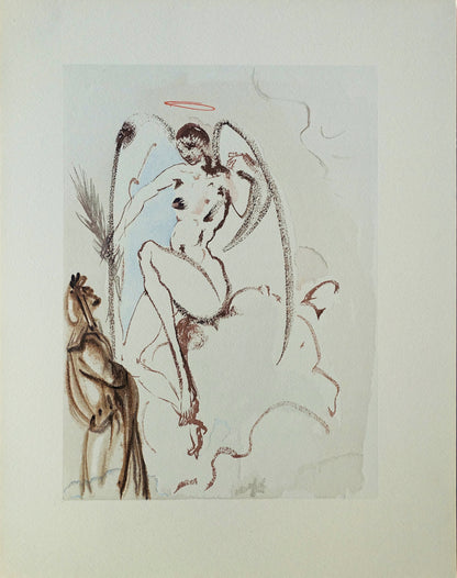 Salvador DALI : L'Archange Gabriel - Bois gravé original