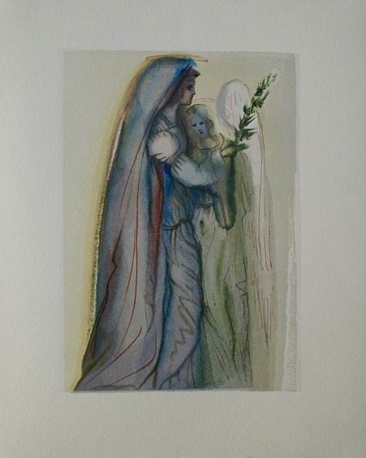 Salvador DALI : Le réconfort des anges - Bois gravé original