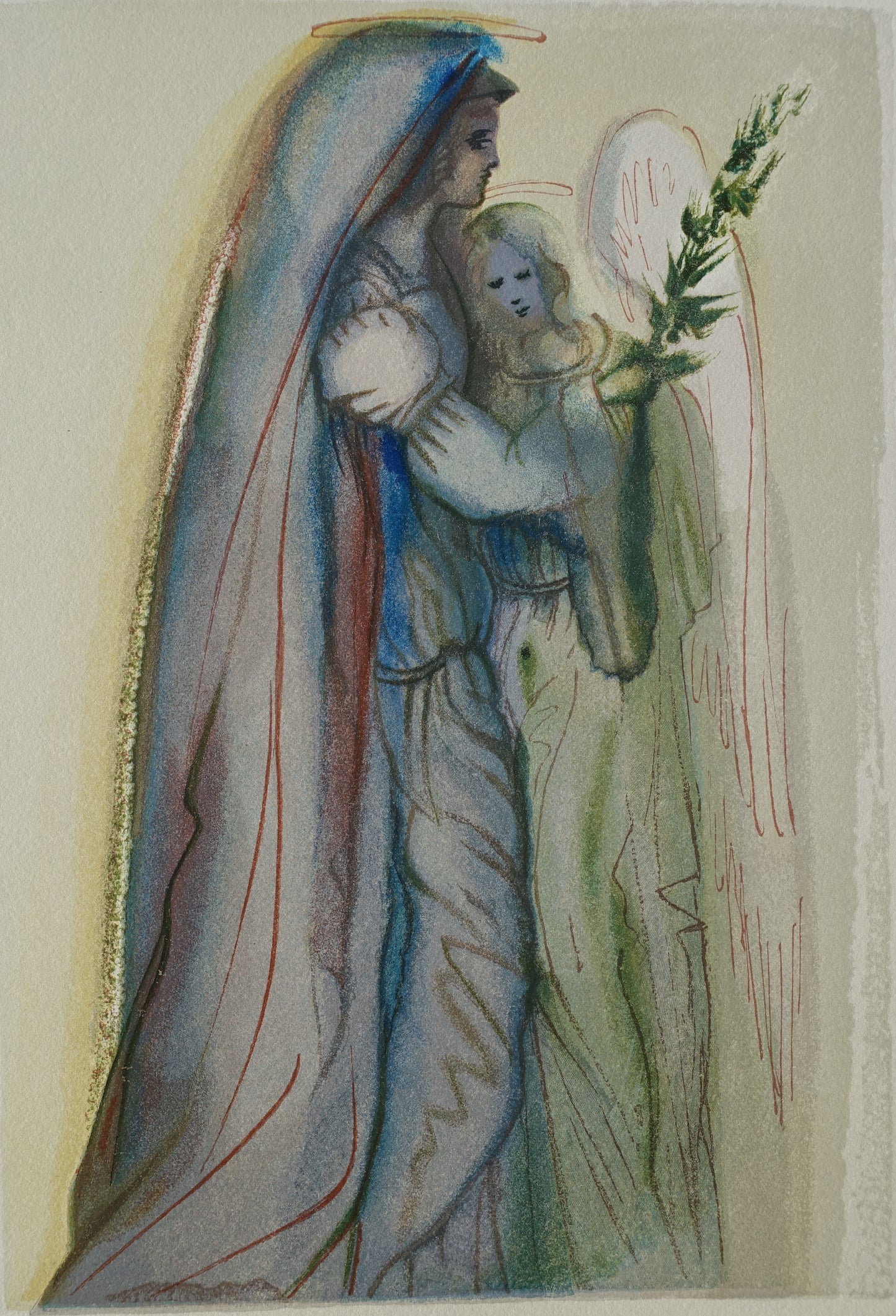 Salvador DALI : Le réconfort des anges - Bois gravé original