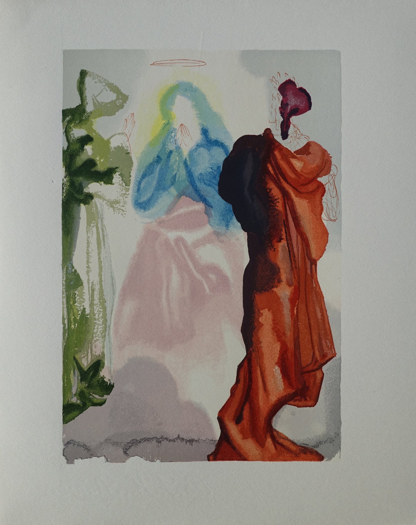 Salvador DALI : La prière de Saint Bernard - Bois gravé original