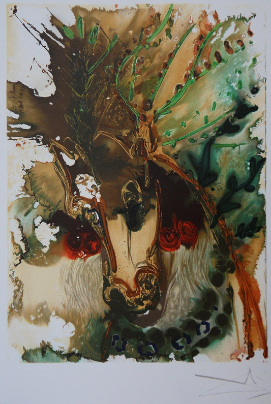 Salvador DALI : Les Chevaux - Bucéphale, Lithographie signée