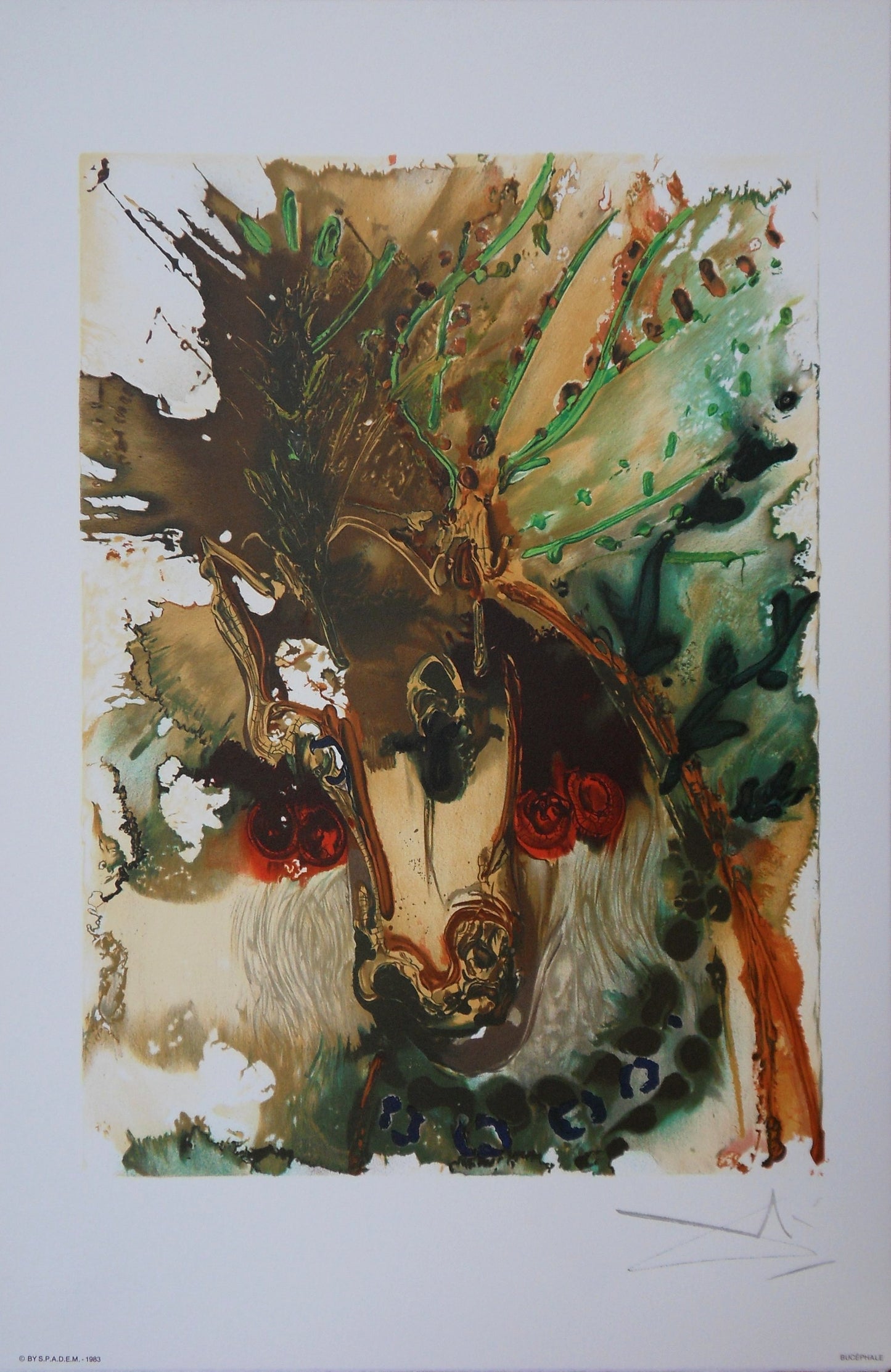Salvador DALI : Les Chevaux - Bucéphale, Lithographie signée