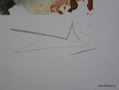 Salvador DALI : Les Chevaux - Bucéphale, Lithographie signée