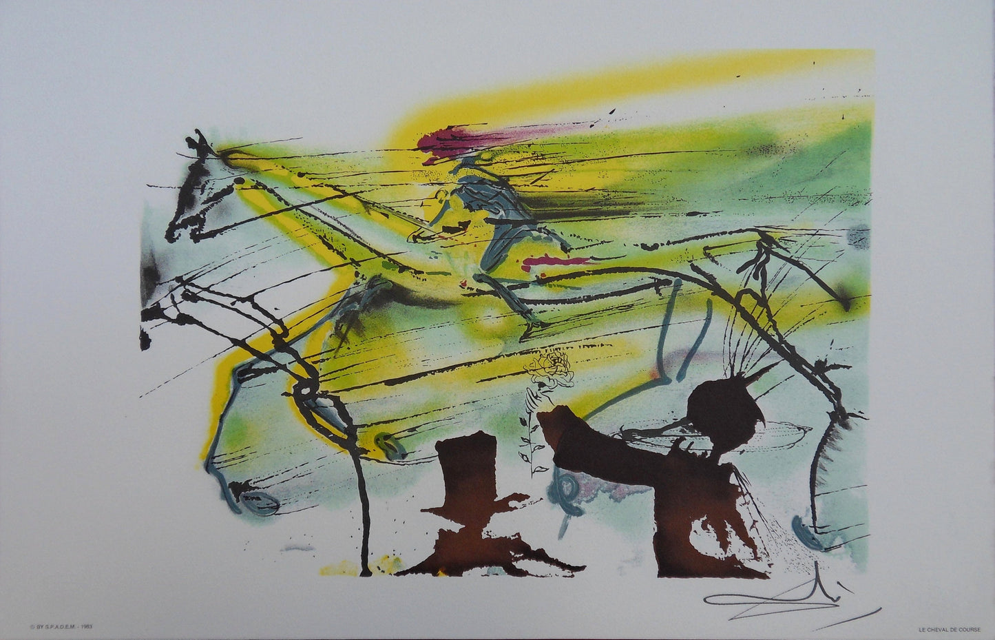 Salvador DALI : Les Chevaux - Le Cheval de course, Lithographie signée