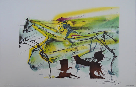 Salvador DALI : Les Chevaux - Le Cheval de course, Lithographie signée