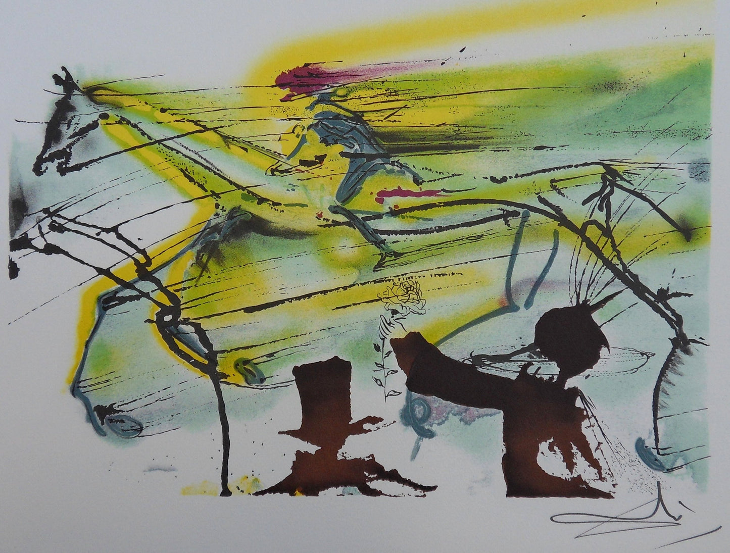 Salvador DALI : Les Chevaux - Le Cheval de course, Lithographie signée
