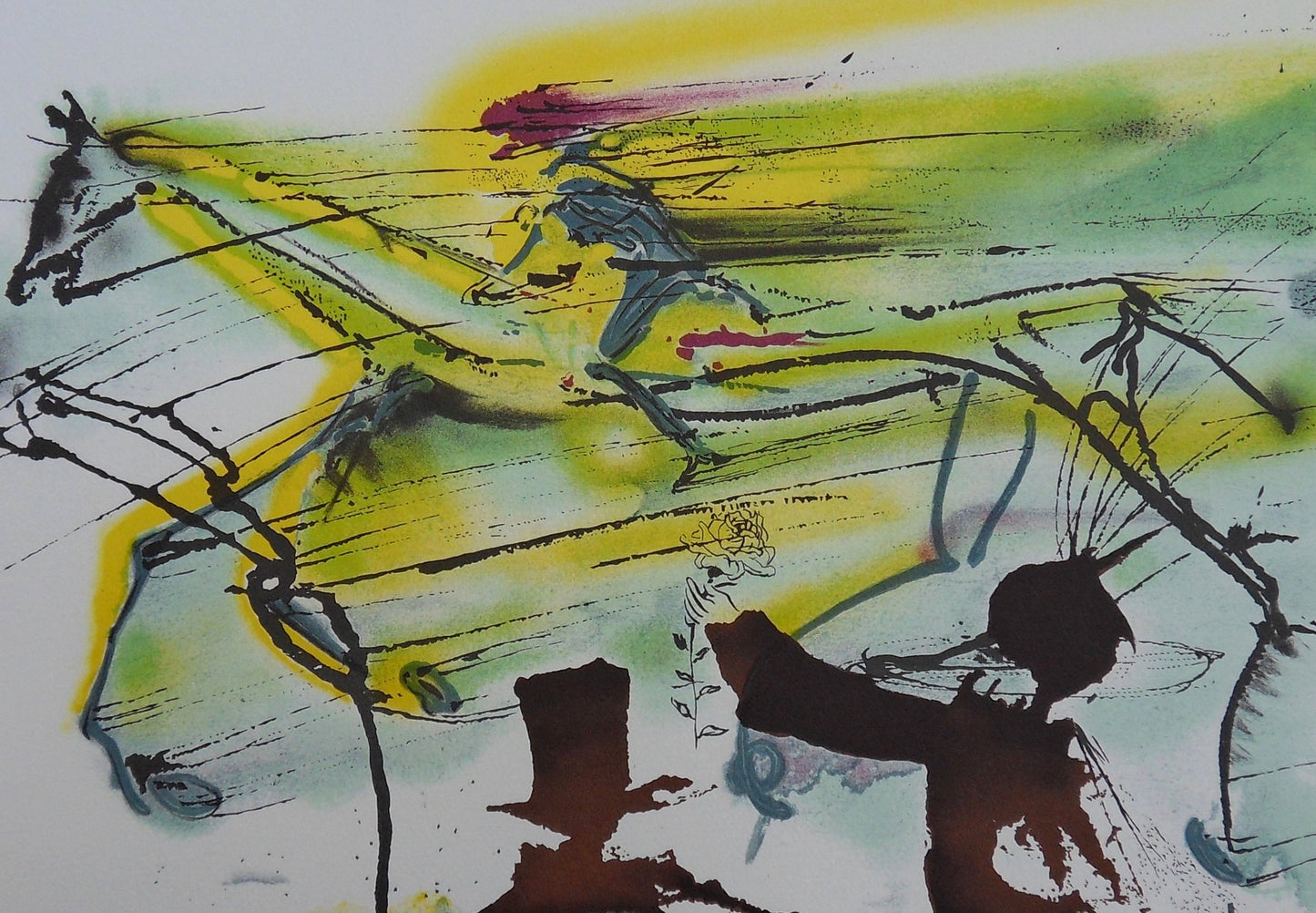 Salvador DALI : Les Chevaux - Le Cheval de course, Lithographie signée