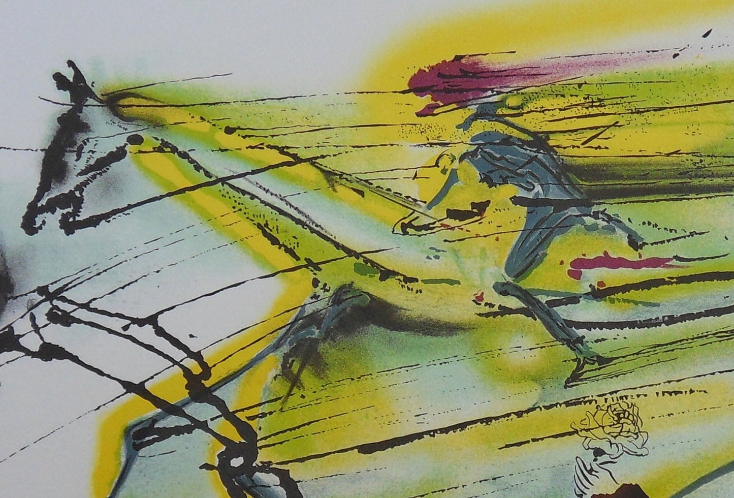 Salvador DALI : Les Chevaux - Le Cheval de course, Lithographie signée
