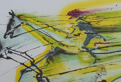 Salvador DALI : Les Chevaux - Le Cheval de course, Lithographie signée