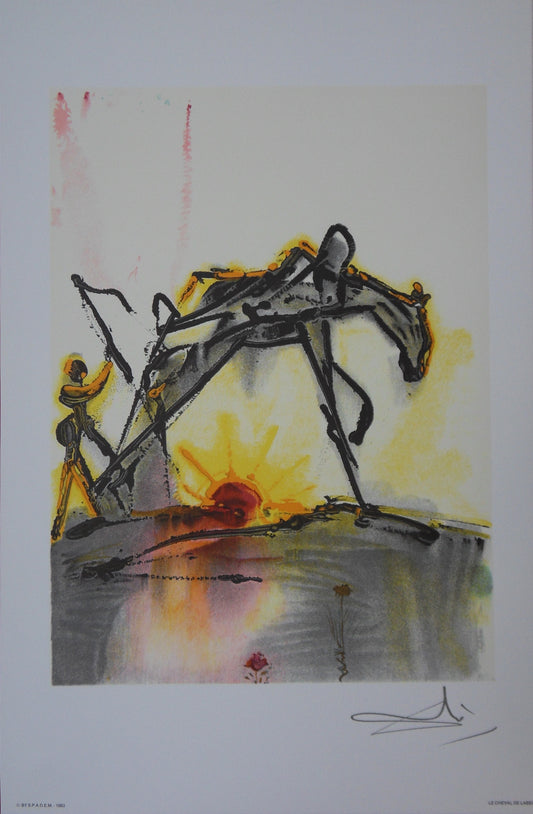 Salvador DALI : Les Chevaux - Le Cheval de Labeur, Lithographie signée