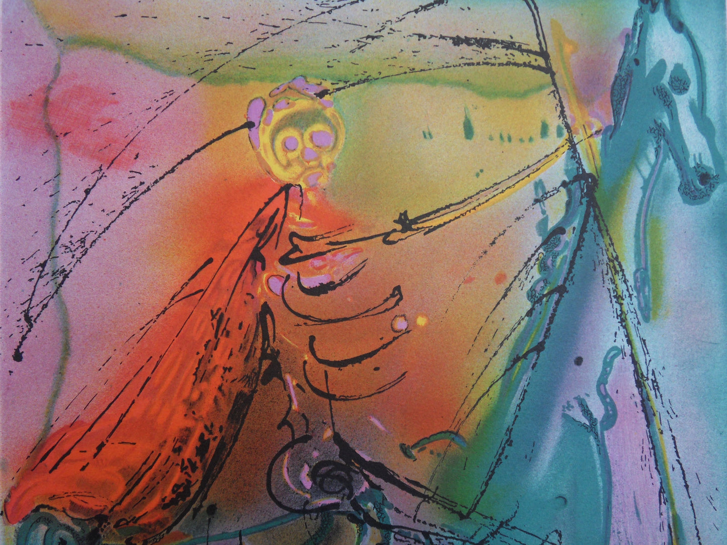 Salvador DALI : Les Chevaux - Le Cheval de la Mort, Lithographie signée