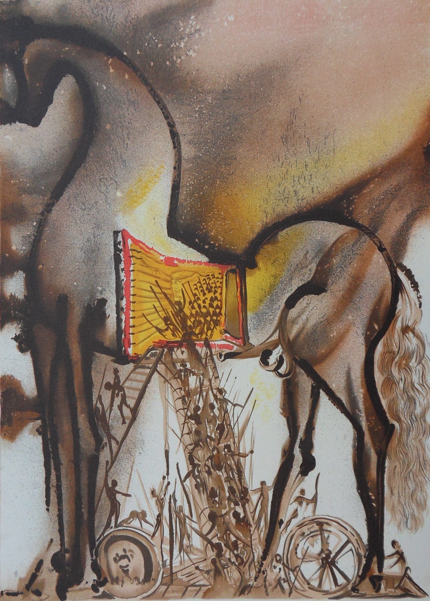 Salvador DALI : Les Chevaux - Le Cheval de Troie, Lithographie signée