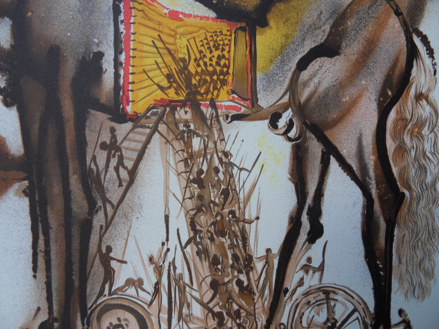 Salvador DALI : Les Chevaux - Le Cheval de Troie, Lithographie signée